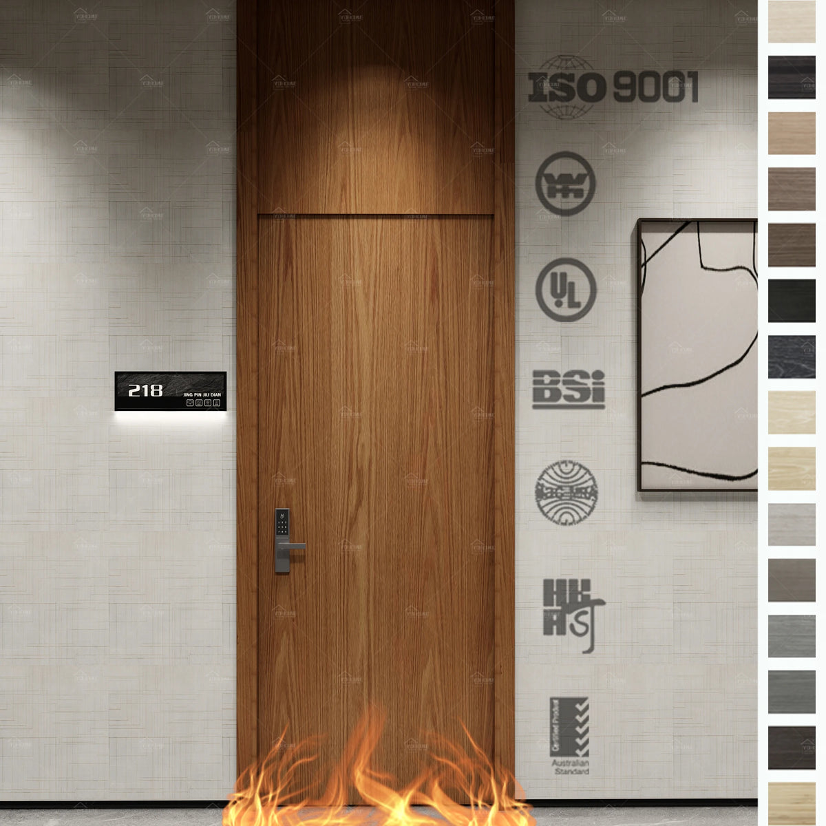 China Top Manufacturer Custom British Standard Fire Rated Door Hotel Entrance Fireproof Wooden Doors Uk Approved Internal Door MegaBDM