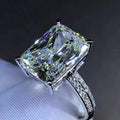 Big Rectangle CZ Stone Silver Plated Wedding Ring New Ring with extra Large Zircon Women