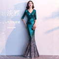 16116# Female Sense Banquet Host Long Sequin Annual Fishtail Socialite Evening Dress
