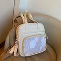 Large Capacity Women's Messenger Bag Transparent Pocket Ladies Nylon Shoulder Bags Commute Simple Female Handle Book Tote