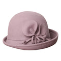 Fashion Trendy Women Ladies Wool Felt Bowler Hat Dress Hat British Style Flower Hat Women