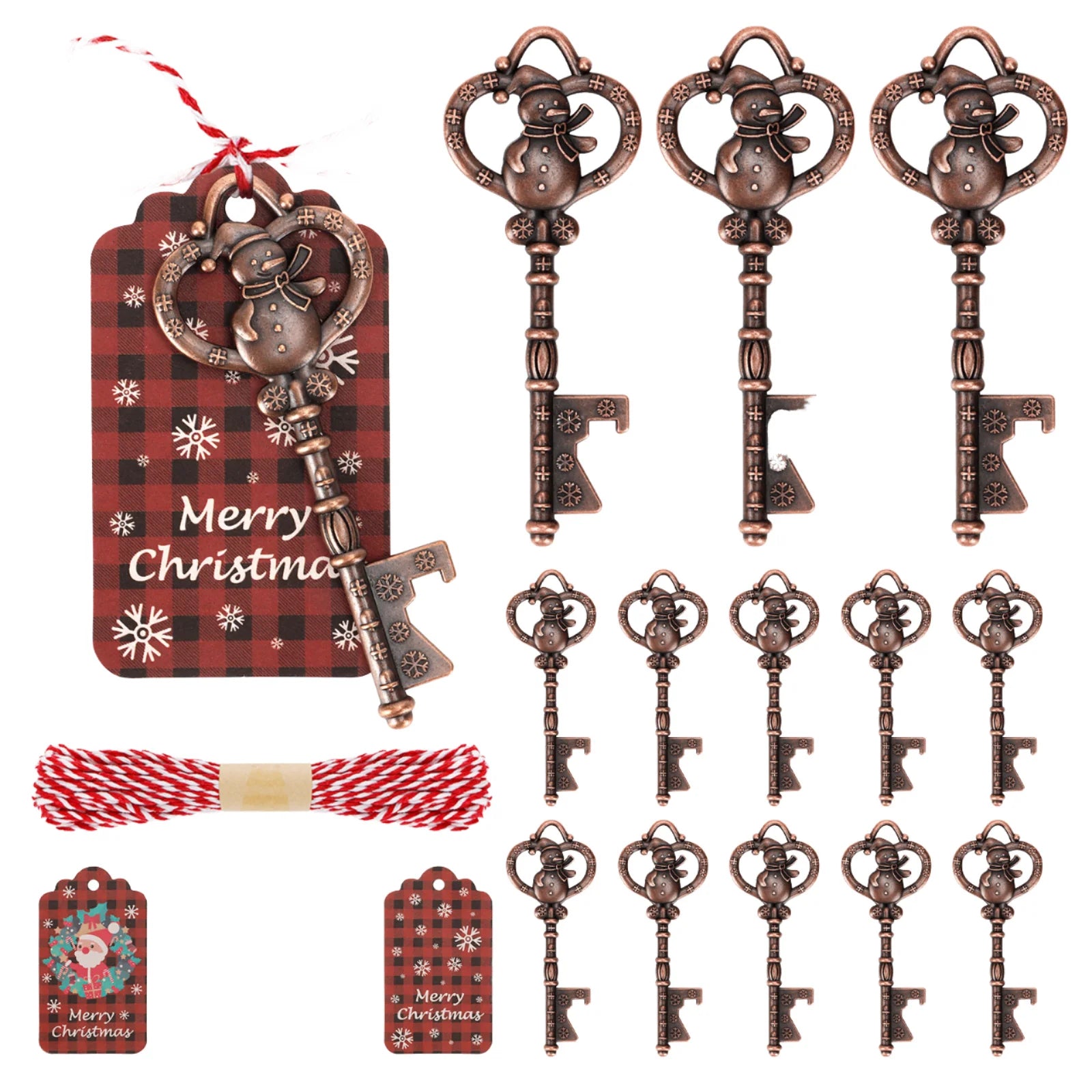 Vintage Santa Key Bottle Opener Retro Metal Beer Keychain Christmas Gift Favors for Holiday Supper