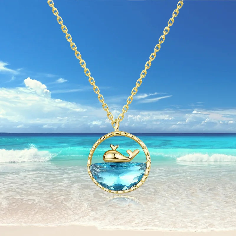 Light Luxury Niche Design Fishtail Titanium Steel Necklace Fashion Jewelry Summer Vacation Beach Ocean Charm Whale Necklace