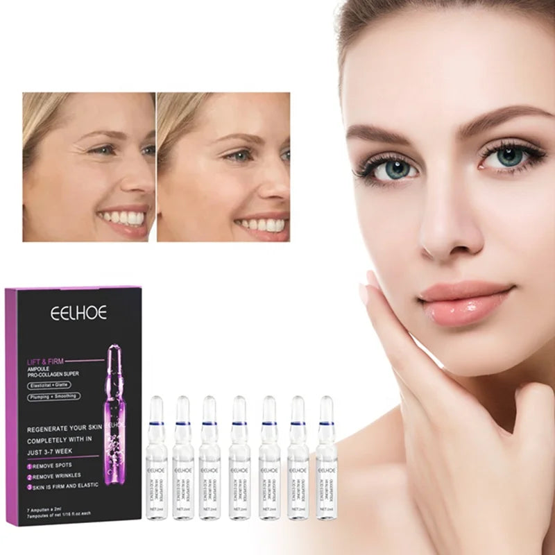 EELHOE 7pcs Professional Plumping Facial Serum Set Spots Wrinkles Removing Lift Firm Ampoule Pro Collagen Super Facial Serums