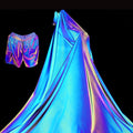 Custom Desgin Pattern Printing Polyester Spandex Elastic Yoga Clothing Textile Blue rainbow Iridescent Color Reflective Fabric