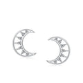 S925 Sterling Silver Crescent Moon Stud Earrings Hypoallergenic Jewelry for Sensitive Ears Hollow CZ Celestial Gift Bulk