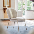 Italian Modern Elegant Stacking Luxury Plush Cream White Teddy Boucle Dining Side Chair for Home Office & Home Bar