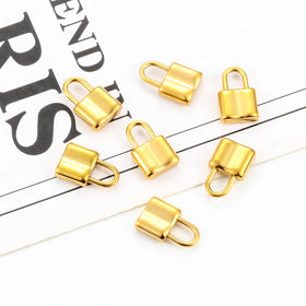 Polished Stainless Steel Curved Small Lock Head Gold Ornament Accessories DIY Necklace Bracelet Fashion Pendant Titanium Steel a