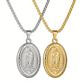 MECYLIFE Gold Virgin Mary Necklace Stainless Steel Religious Lady of Guadalupe Necklace Christian Jewelry Gift