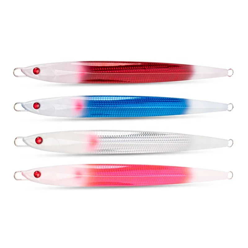 NEW 150g 200g 300g 400g UV Luminous Metal Jig Lures Quick Sinking Jigging Iron Plate Fishing Lure for Saltwater