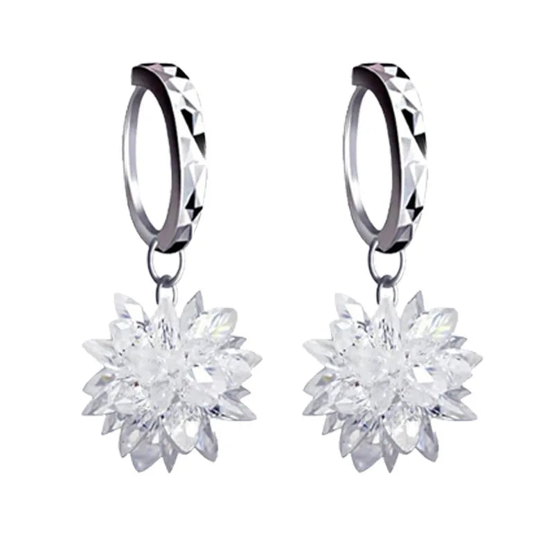 REETI New Arrival 925 Sterling Silver Hoop Earrings Ice Flower Zircon Wholesale Jewelry for Women-for Wedding Gift Party