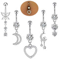 Fashion Navel Piercing Jewelry 14g Stainless Steel Zircon Navel Ring Piercing Heart Shape Belly Rings