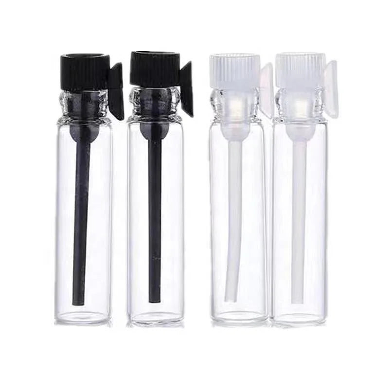 1ml 1.5ml Mini Perfume Tester Glass Bottles with Easy Open End Stopper Screen Printing Eco-friendly Recyclable