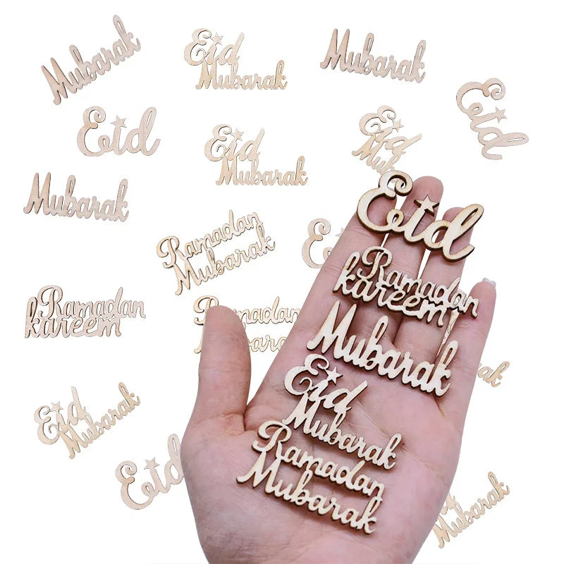 Islamic Muslim Table Wall Hanging Ornaments Eid Ramadan Mubarak Tree Party Accesory Wooden Craft Laser Cut Words Decorations