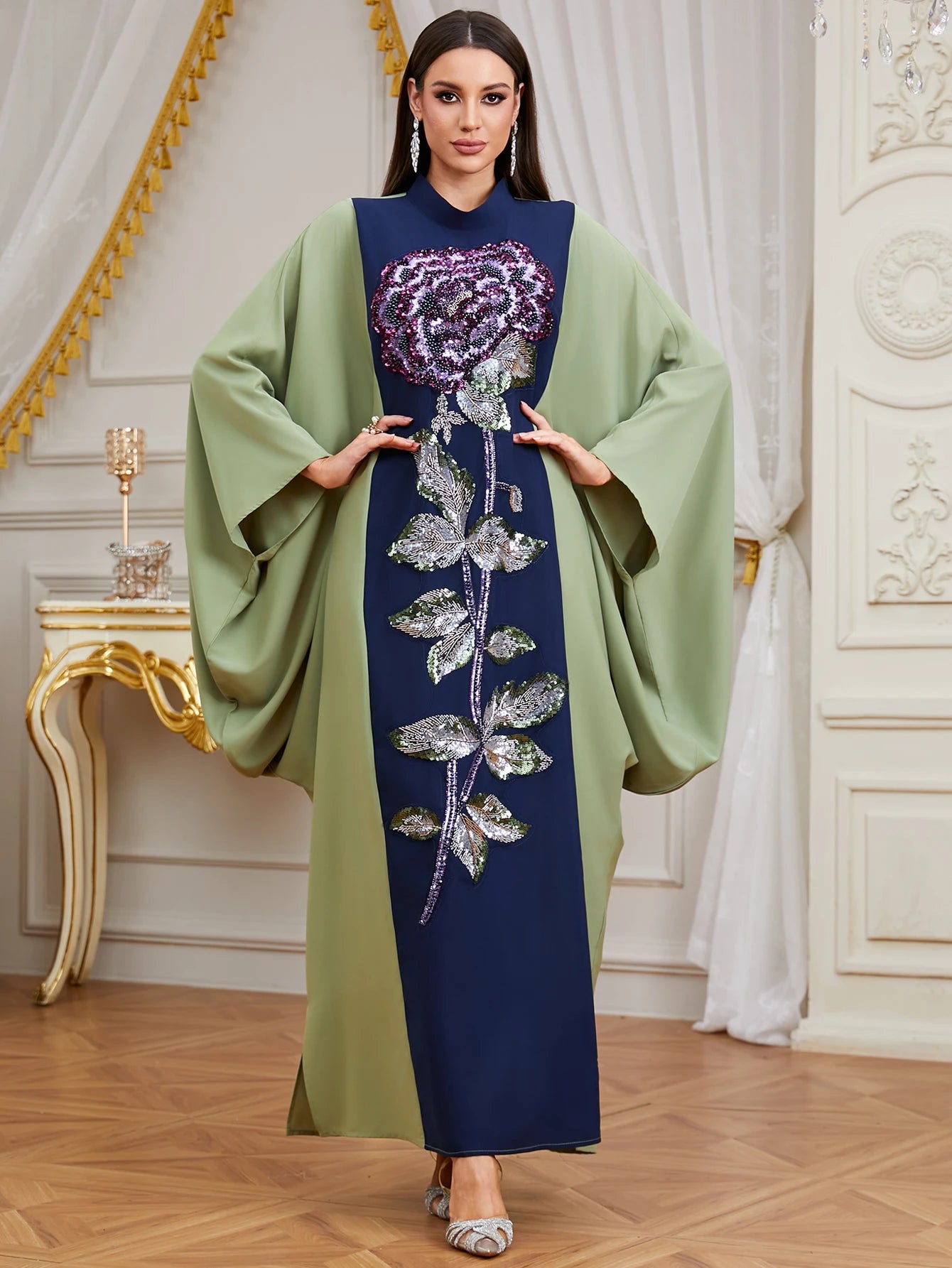 Muslim Abaya Dress Saudi Arabia Beaded Sequins Kaftans Dubai Turkey Arab Oman Islamic Clothing Jalabiya Muslim Party Dress