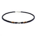 Sini Jewelry European Hip Hop Stainless Steel Man Jewelry  Nature Tiger Eyes Lava Stone Necklace