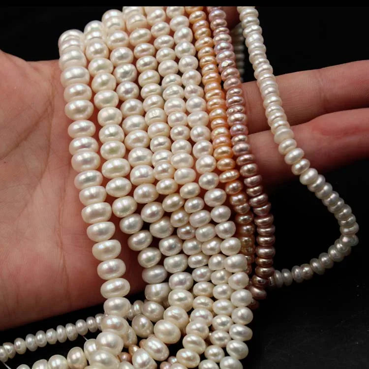 White Color 3A Grade Button Pearl Bead Chain Natural Button Full Hole Freshwater Pearl Strand Wholesale Price Per Stand