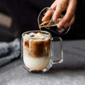 Wholesale Customized logo Handmade High Borosilicate Double Wall Glass Coffee Cup with Handle
