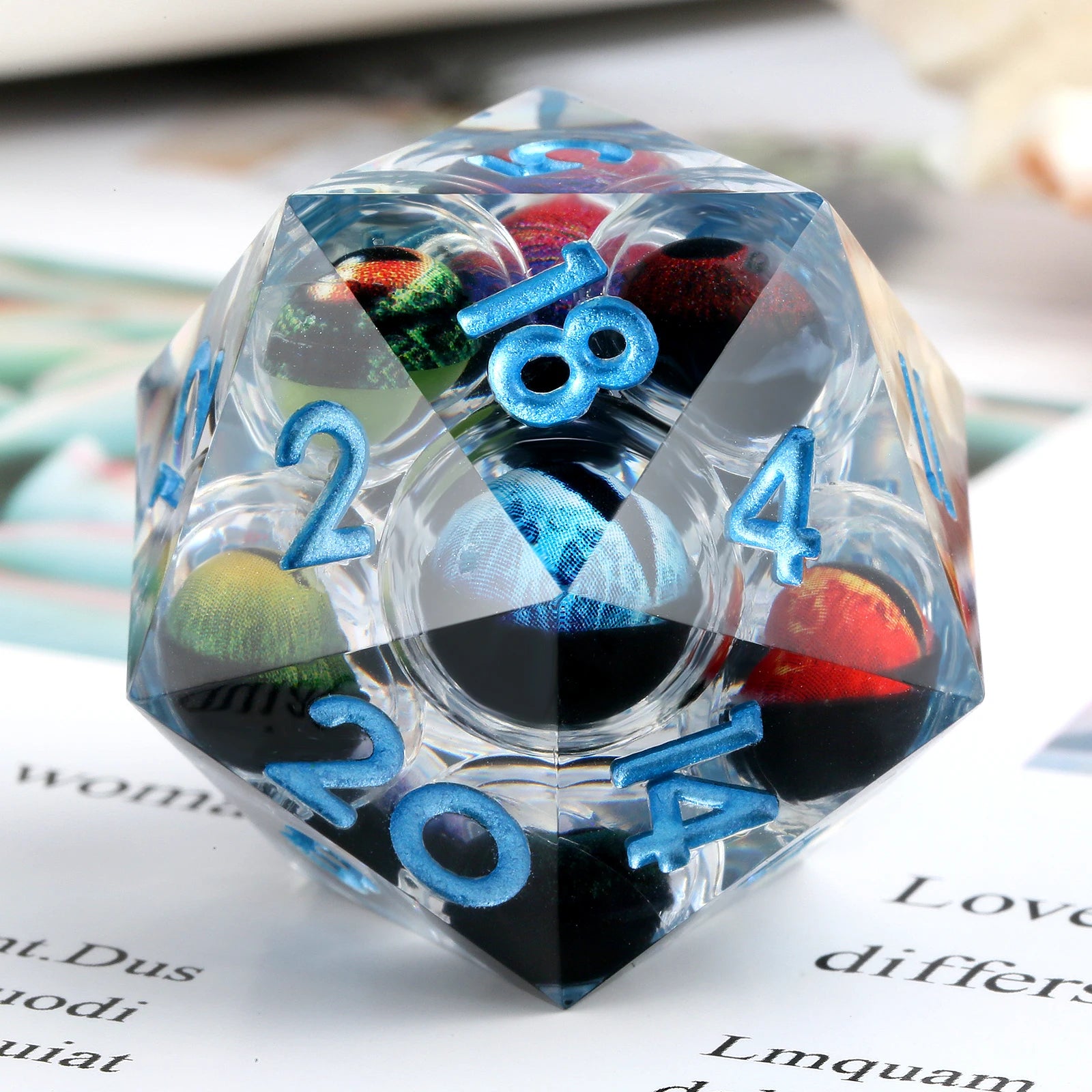 Floating Eyeball 33mm D20 Polyhedral Dragon Eye DnD Game Dice 20 Sided Bulk Resin Metal Role-Playing Games