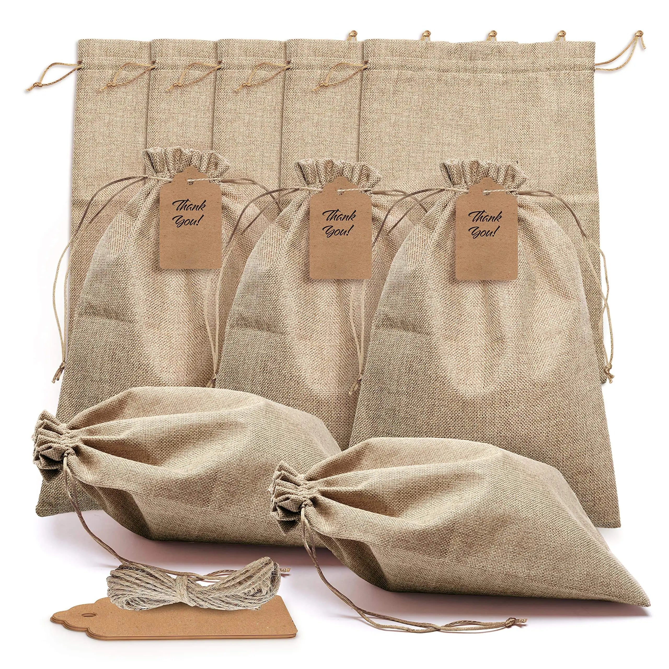Wholesale Reusable Jute Cotton Linen Drawstring Gift Bag Burlap Packing Pouches Storage Bags for Packaging