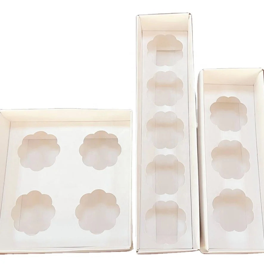 XJH  New 2/3/4/5/6 Holes Transparent Clear Gift Cake Box Plastic Flower Shaped Insert Cupcake Box and Packaging