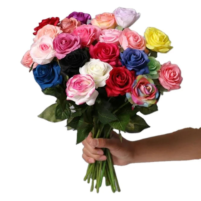 Hot Sale Real Touch Single Artificial Rose Flower for Valentine's Day