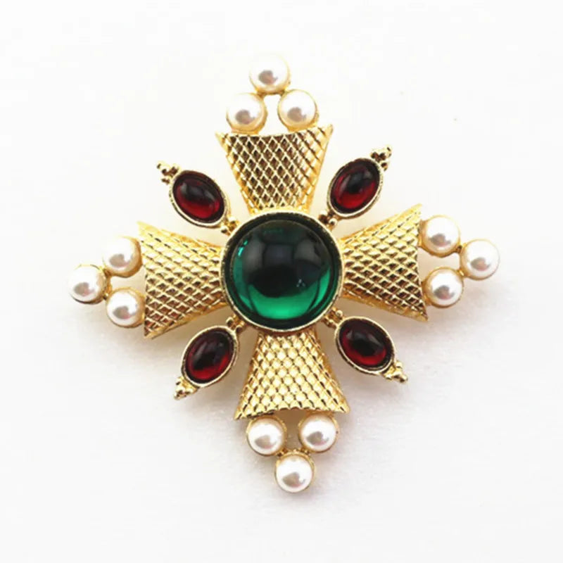 YQ0051 Hot Selling Fashion Gold Cross Brooches Women Cross Brooch Pin