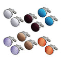 Metal Yarn Dyed Solid Color Cloth Fabric Covered Cufflinks Men