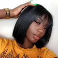 Straight Wig With Bangs Brazilian Fringe Bob Human Hair Wigs Remy Full Machine Made Human Hair Wigs for Women