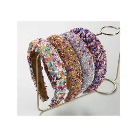 Hot Selling New Baroque Colored Crystal Headband Sponge Wide Edge Headband Temperament Luxury Hair Accessories Wholesale