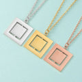 Hot Selling Stainless Steel Gold Rectangle Glossy Pendant Engraved Pendant Necklace Bijoux En Acier Inoxydable Wholesale