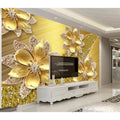Custom Silk Floral Gold Diamond 3D 5D 8D 18D Modern Anti-Static Waterproof Wallpaper Mural Home Decoration Adhesive