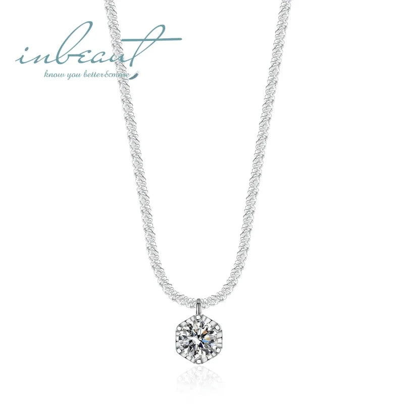Silver 925 Original 2 Carat Brilliant Cut Diamond Test Past D Color Moissanite Wedding Flower Pendant Necklace Fine Jewelry