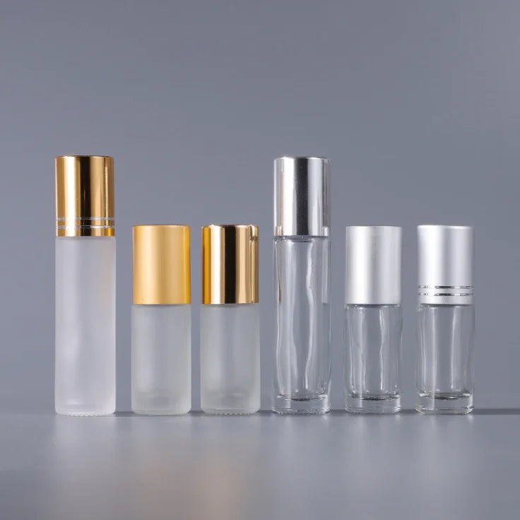Silver Aluminum Lid Skincare Cosmetic Packaging 10ml Essential Oil Glass Roll on Bottle Fragrance Perfume Roller Bottle