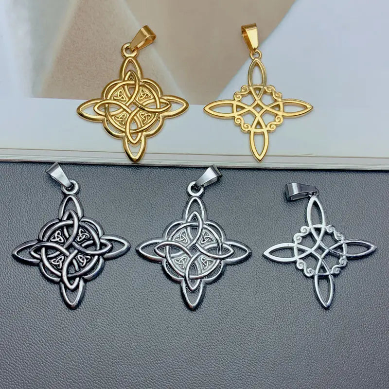Wholesale Custom Stainless Steel Titanium Geometric Flower Pendants Charms for Women Jewelry Making Diy Necklace Accessories