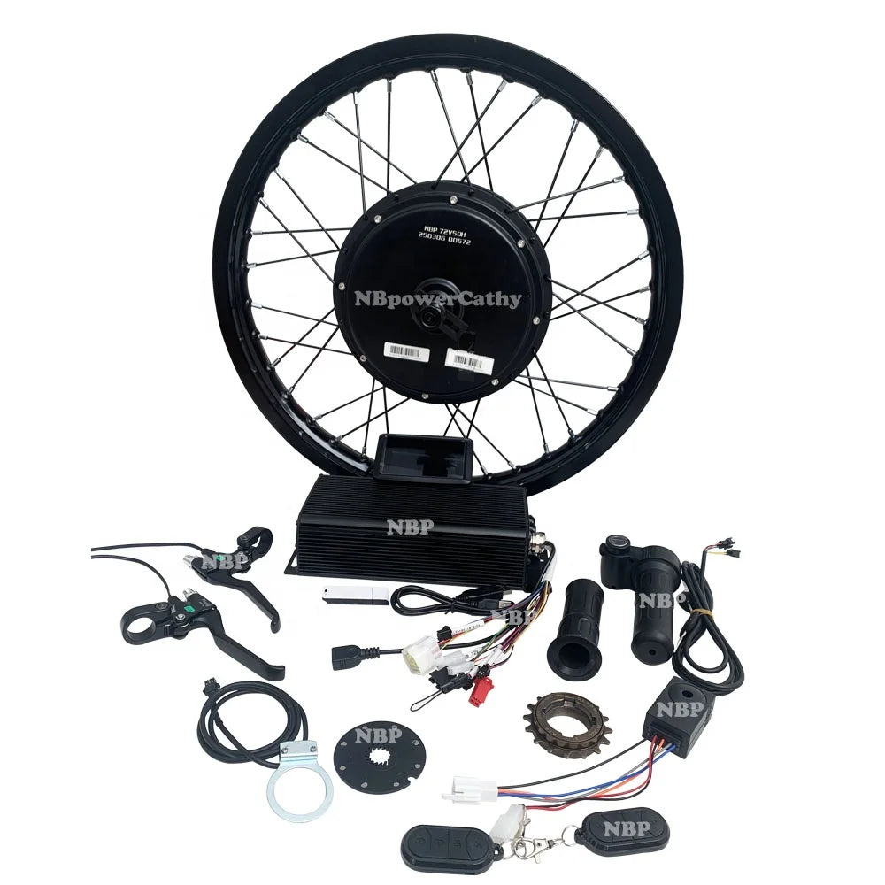 QS 205 50H V3 72v 5000w Brushless Hub Motor 17 18 19 21Inch 5KW E Bike Kit Electric Motorcycle Kit Building Ebike Conversion Kit