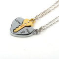 SC Hot Selling Matching Couple Locket Necklace Heart Locket Pendant Necklace Silver Plated Lock and Key Necklace for Women