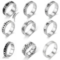 DAIHE New Rotatable Stainless Steel Ring Star Moon Stress Relieving Rings Anxiety Fidget Spinner Ring