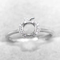 Sterling Silver 5*5mm Semi Mount Ring Empty Frame Blank Support Claw Setting S925 Base Holder Without Center Stone for DIY Inlay
