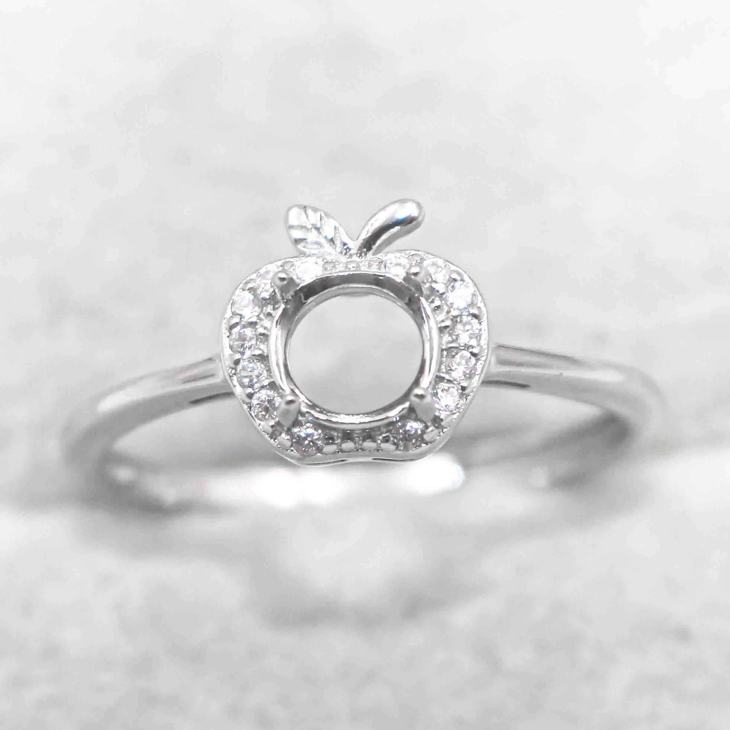 Sterling Silver 5*5mm Semi Mount Ring Empty Frame Blank Support Claw Setting S925 Base Holder Without Center Stone for DIY Inlay