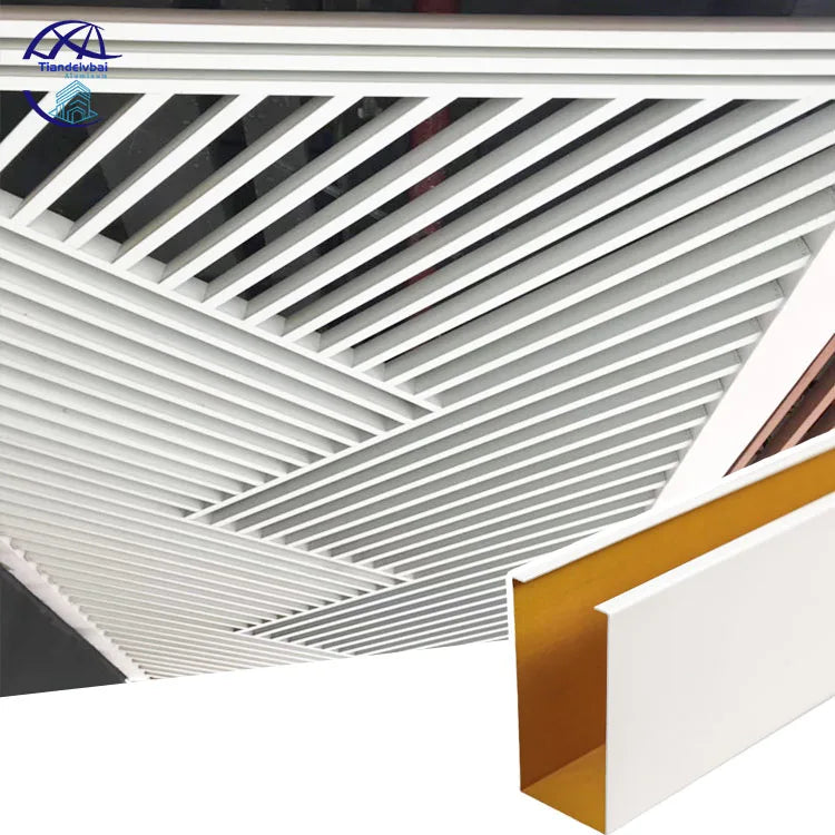 Custom Aluminium U Shape Ceiling Powder Coating Wood Grain Aluminum Baffle Ceiling Panels