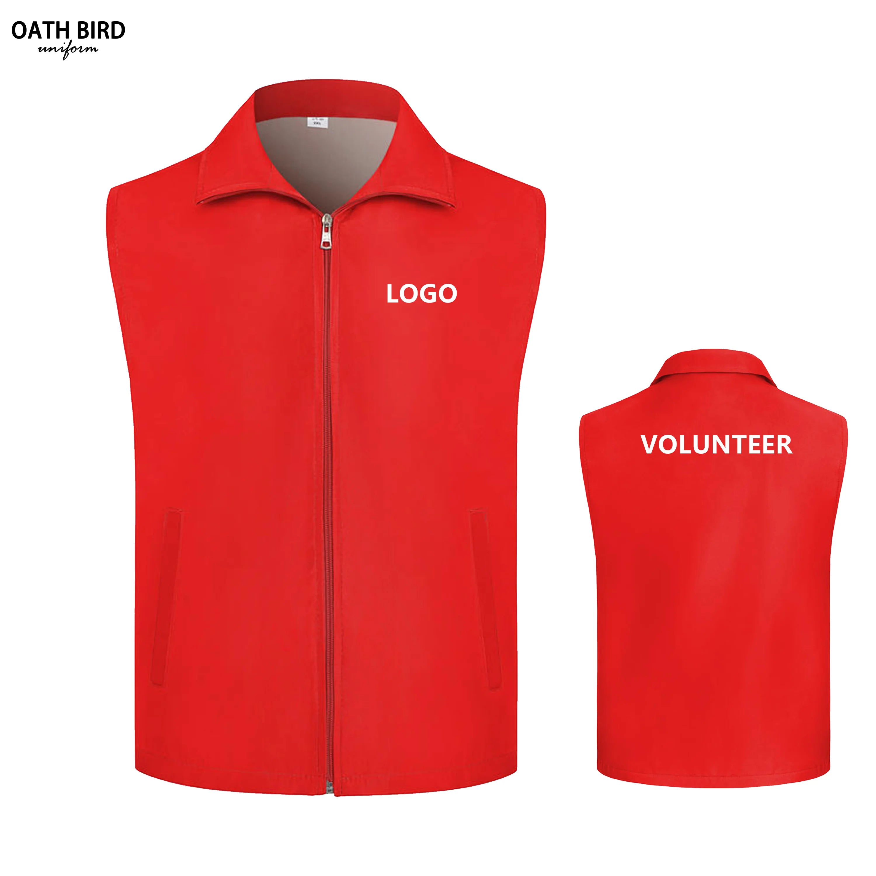 Custom Logo Advertising Volunteer Vest-Customized Polyester Sleeveless Sport Vest with Single Button Closure Outer Wear Casual