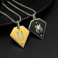 Hip Hop Personalized Geometric Spider Pattern Dogtag Black Scorpion Pendant Necklace Fashion Stainless Steel Men Jewelry