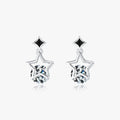 925 Sterling Silver Original Enamel Ear Studs for Women Hypoallergenic Stars Sparkling CZ Stud Earrings