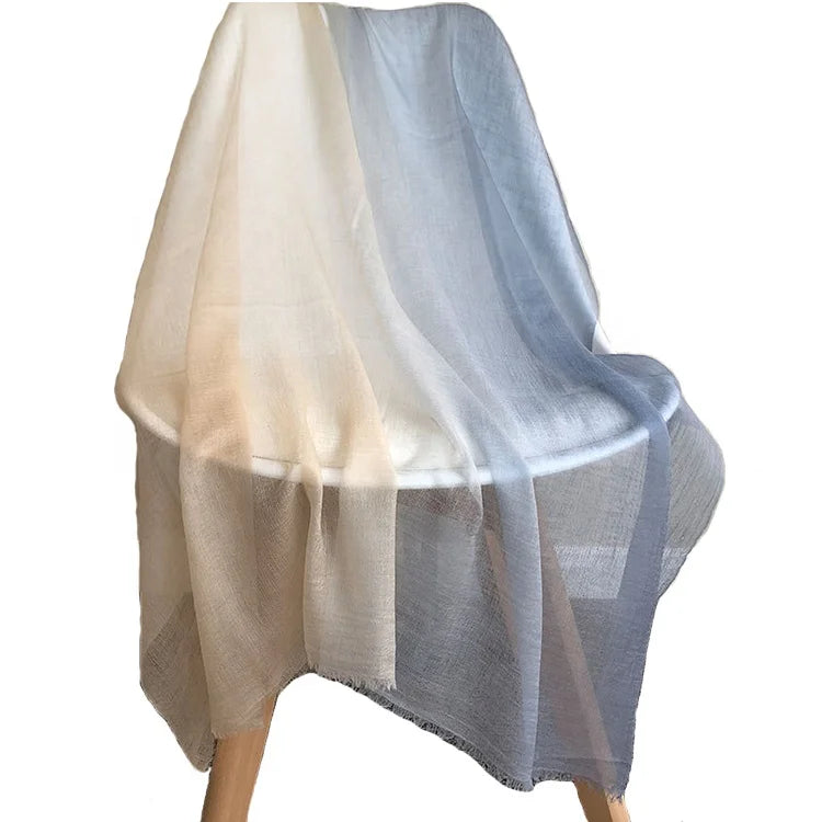 Spring Summer Light Weight Soft Gradient Scarves Shawls Pure Cashmere Scarf Women Luxury