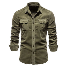 Japanese Corduroy Men's Business Shirt Slim Casual Shirt Men's New Long Sleeve Coat