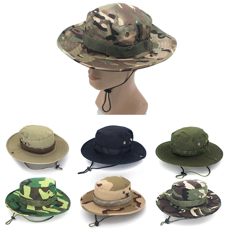 Wholesale Fashionable Outdoor Sun Protection Denim Camo Bonnie Climbing Fisherman Bucket Hat Summer Casual