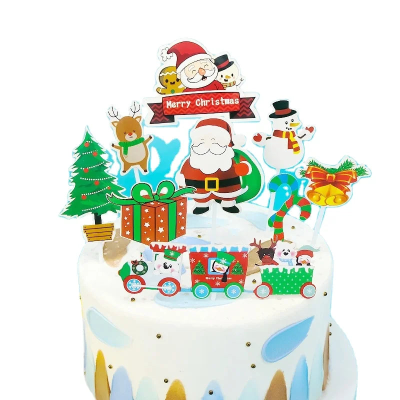 New Design Merry Christmas Santa Clause Paper Cake Topper Christmas Decorations for Santa Themed Cakes