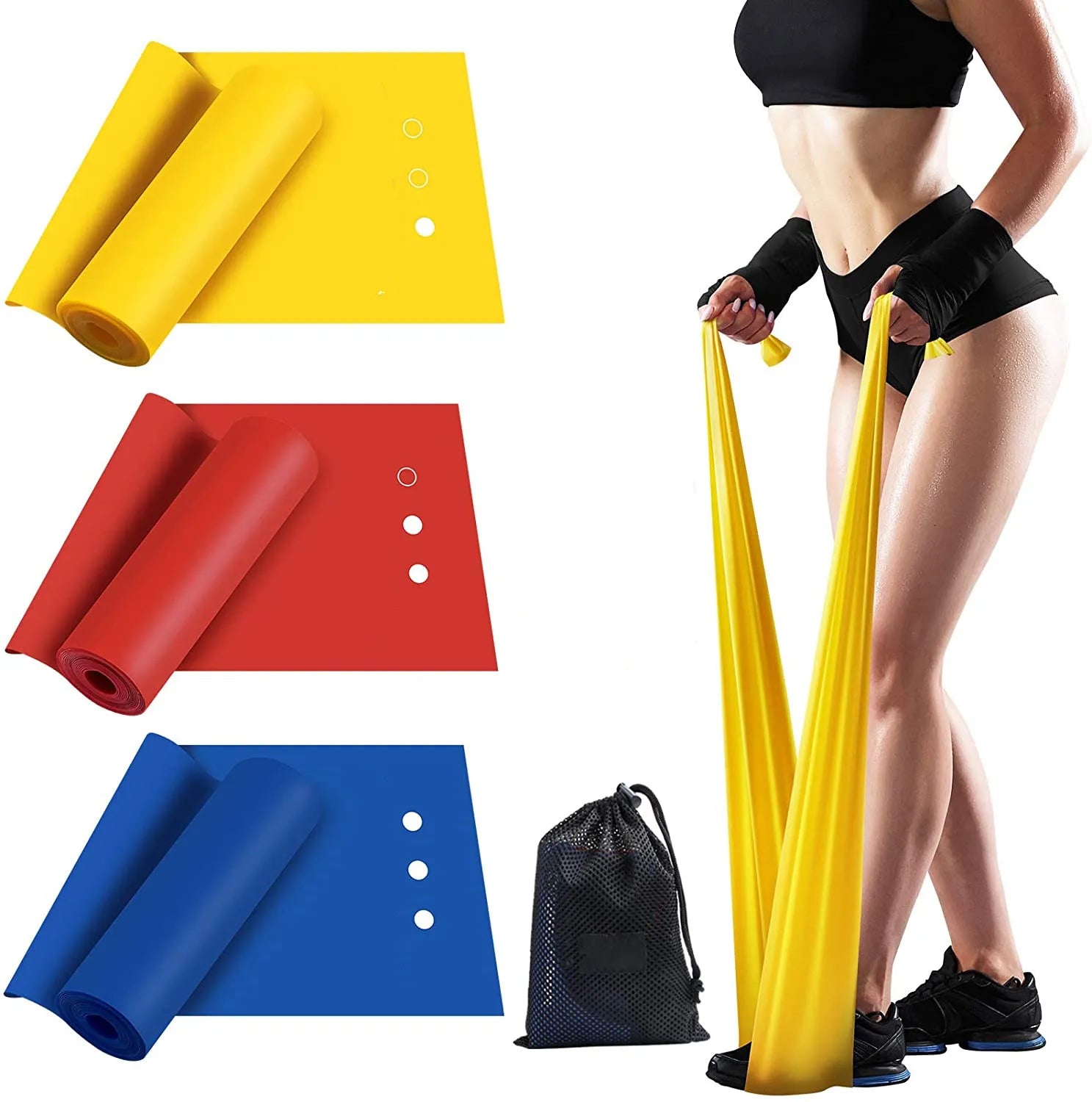 Custom Color Different Resistance Level Therabands Fitness Training Exercise Resistance Bands