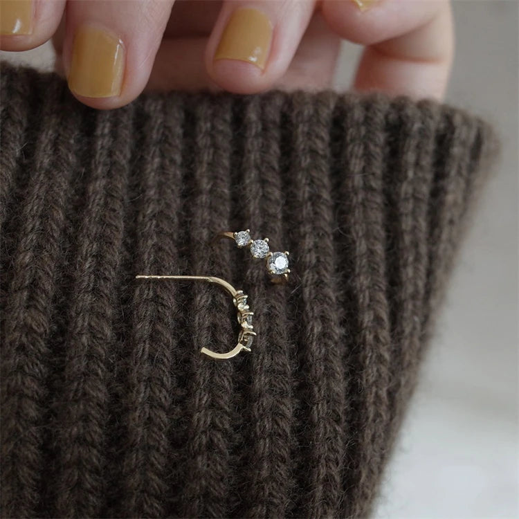 Customized Gold Plated Stud Earrings Girls Minimalist Silver Cuff Earrings